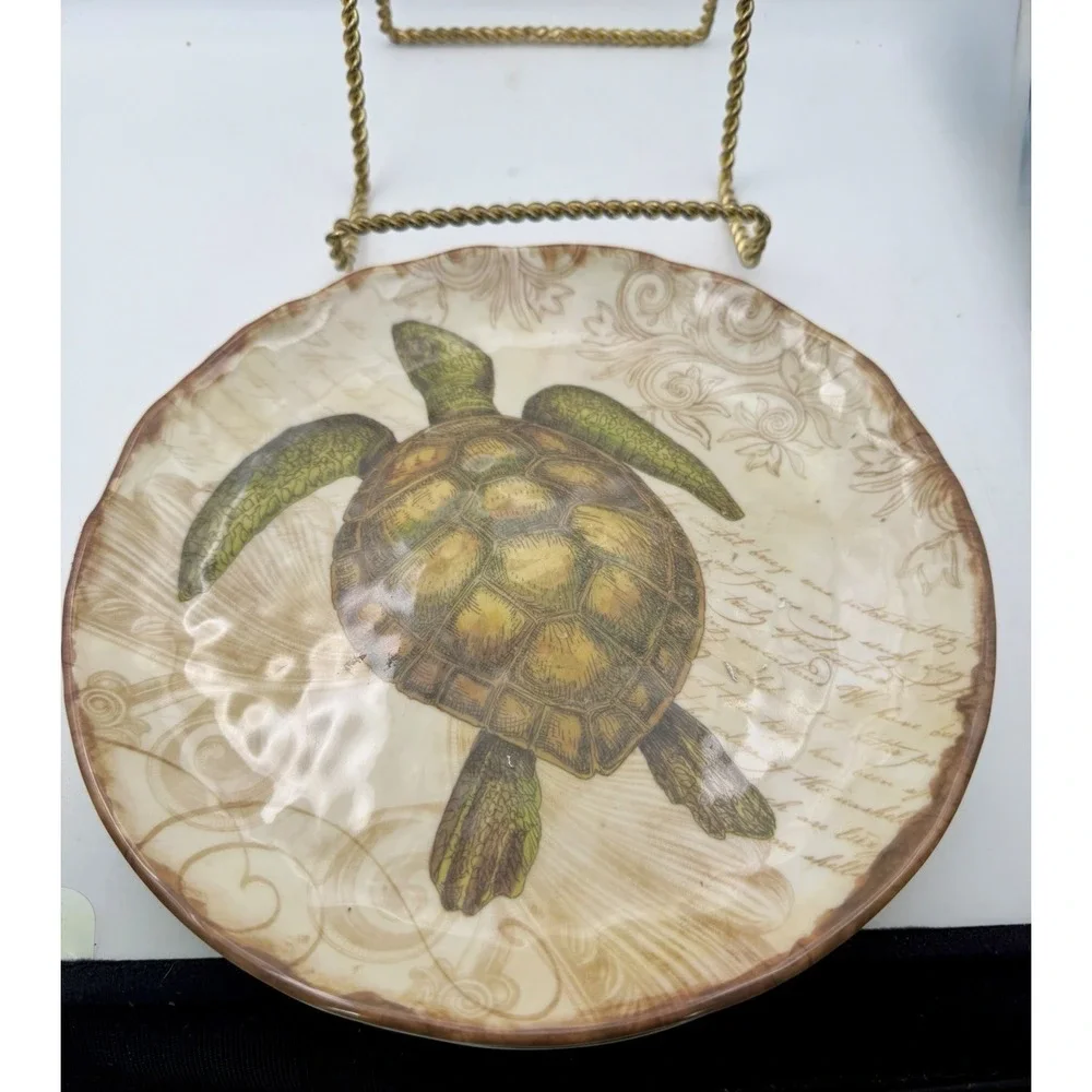 208 Park Melamine Sea Life Salad‎ Plates Set 4 Turtle Seahorse